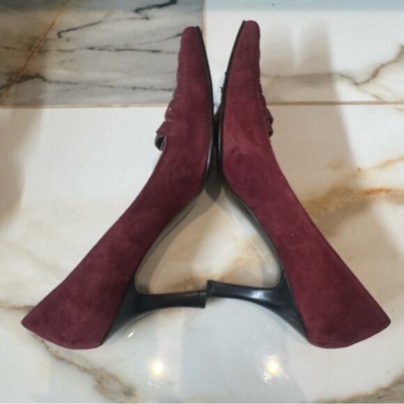 Antonio Melani Women’s Suede Corset Pointed Toe Heels Pumps Burgundy Size 9 - Picture 6 of 9